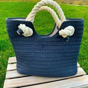 Talbots Woven Braid Nautical Rope Purse Tote Bag